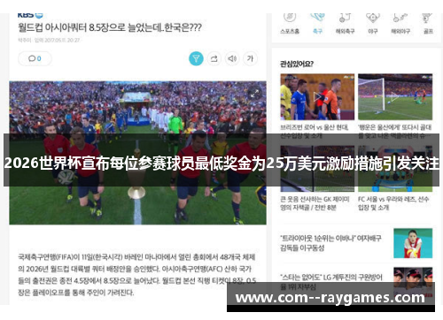 2026世界杯宣布每位参赛球员最低奖金为25万美元激励措施引发关注 2026世界杯宣布每位参赛球员最低奖金为25万美元激励措施引发关注